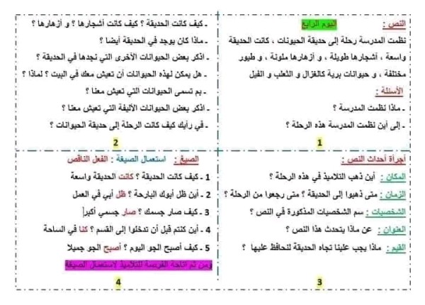 فهم المنطوق السنة الثانية ابتدائي رحلة إلى الحديقة