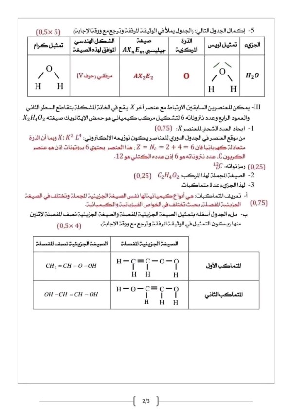 ختبار الفصل الأول في مادة الفيزياء للسنة أولى ثانوي مع الحل